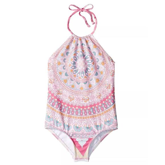 Billabong Kids' Girls' Youth Halter One Piece Medallion Print Swimsuit Swimwear